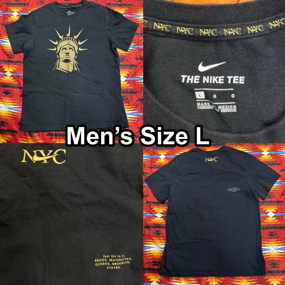 Nike NYC New York Swoosh Statue of Liberty Black T-Shirt CU3533-010 Men’s Large